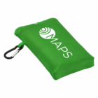 Green pouch with carabiner, MAPS print, for Perila Promotional Picnic Mats.
