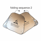Two silver Promotional Foldable Car Sun Shades labeled Adventist Education.