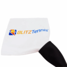 White tennis racket cover with BLITZ logo, black handle, holds Personalised Carry Towels in Pouch.