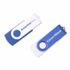 Two 4GB Fast Branded Swivel USB Drives labeled Brookfield Place and Cover-More.
