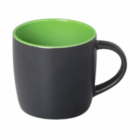 Brighton Matte Promotional Mugs with green interior and handle—ideal for stylish promotions.