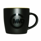 Brighton Matte Promotional Mug with large CMD circle logo on front, shown side view.