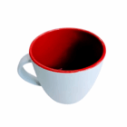 Brighton Matte Promotional Mugs with red interior, top view on a white background.