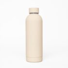 A plain beige reusable water bottle on a white background.