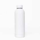 A plain white reusable water bottle standing upright on a white background.
