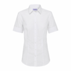 Van Heusen womens short sleeve blue self-stripe blouse shown on a plain background.