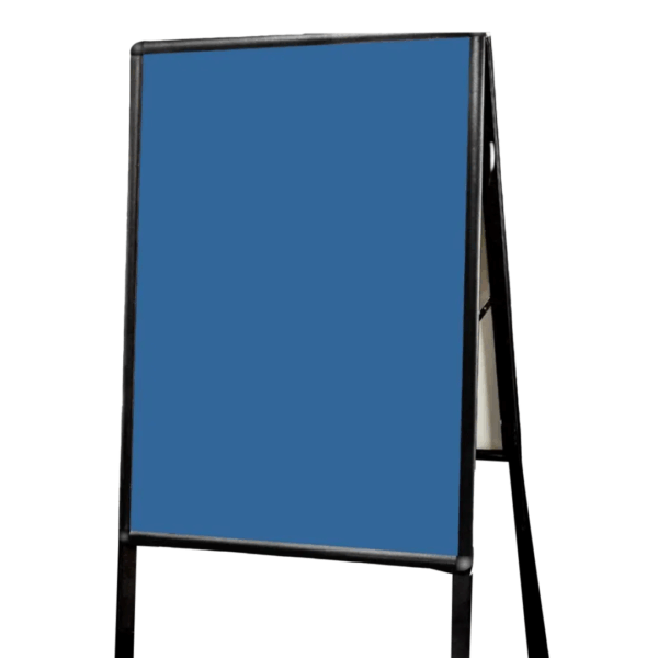 A Frame Printed Signs featuring a blank blue display panel for sidewalk advertising.