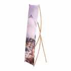 Bamboo Banners 0.7x1.8m with mountain image and person on rocky terrain.