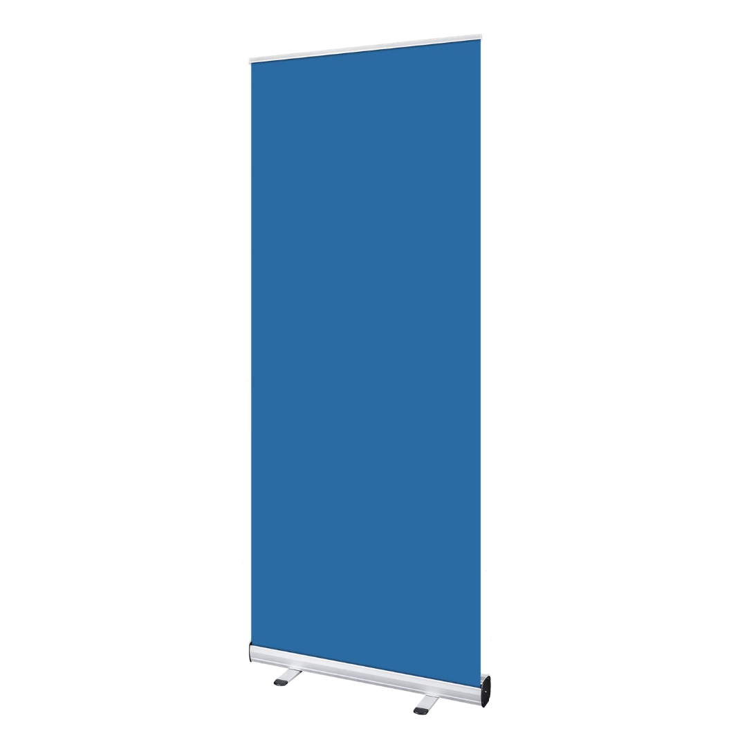 Budget Event Banners 0.85x2m (small) with blue display and silver base—perfect for small events.