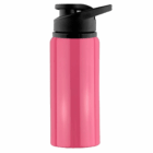 Hobart Promotional Aluminium Drink Bottle, pink with black flip-top lid on white background.