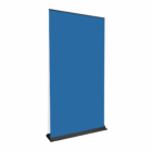 Premium Double Side Banners 1.2x2.2m, blue with black base on a white background.