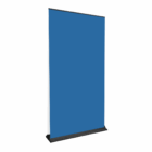 Premium Double Side Banner, blue, 1x2.2m, with a sleek black base.