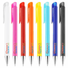Eight Saturn Event Branded Pens with white, pink, red, orange, yellow, blue & black barrels.