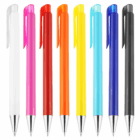 Eight Saturn Event Branded Pens in various colors lined up side by side on white background.