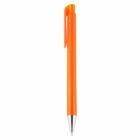 A Saturn Event Branded Pen in orange with a silver tip and clip, upright on white background.