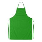 Green apron with neck loop and waist ties.