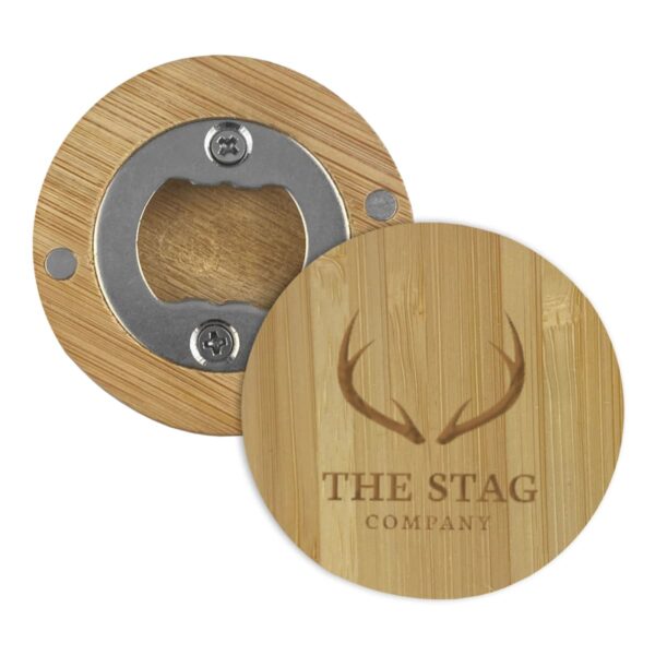 Customised Bamboo Bottle Opener Magnets