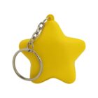 Yellow star-shaped keychain with a silver chain and ring.