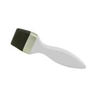 A white silicone baking brush with a black bristle-like end, designed for cooking and baking, isolated on a white background.