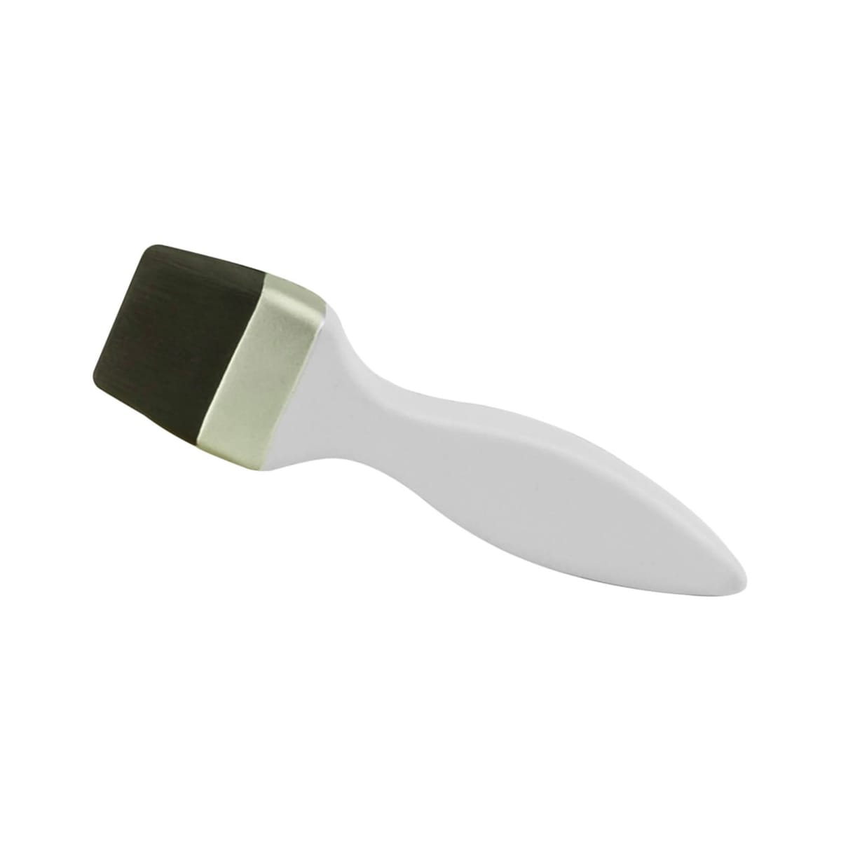 A white silicone baking brush with a black bristle-like end, designed for cooking and baking, isolated on a white background.