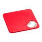 A red plastic bottle opener.