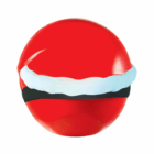 Christmas Stress Toy with black stripe, Santa hat trim & festive Santas printed for fun.