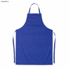 Cotton Drill Aprons With Logo Branding in royal blue, with front pocket for custom branding.