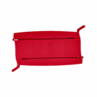 Logo Decorated Double Food Clips with two support arms, red plastic, shown from above.