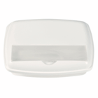 White rectangular wipe dispenser with translucent lid, pairs well with Logo Emblazoned Lunch Boxes.