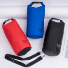 Three Logo Imprinted Keep Dry Bags (10L, red/blue/black) plus detachable carrying strap.
