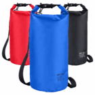 Set of 3 Logo Imprinted Keep Dry Bags (10L) in red, blue & black with shoulder straps.