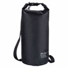 Logo Imprinted Keep Dry Bag, 10L, black, with strap and roll-top closure.