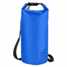 Bright blue 10L Logo Imprinted Keep Dry Bag with black strap and buckle closure.