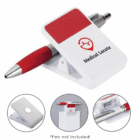 Promotional Fridge Magnets With Clips, white and red, clip with logo; pen not included.