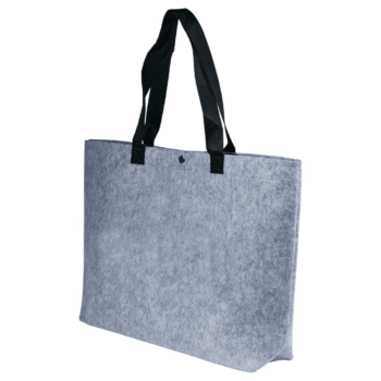 Promotional Paris Felt Tote Bags with black handles, displayed at an angle on white.