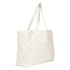 Super Shopper Bags Logo Decorated in beige canvas with long handles and large front pocket.