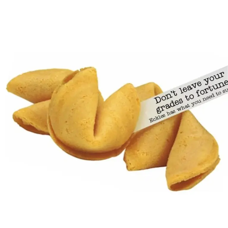 3 piece fortune cookies with message 'Don't leave your grades to fortune'