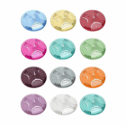 Twelve Authentic Promotional Glass on the Grass Bases arranged in a grid on white.