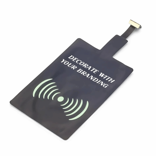 Black tag featuring Customised Smartphone Wireless Charge Receiver and a charger icon.