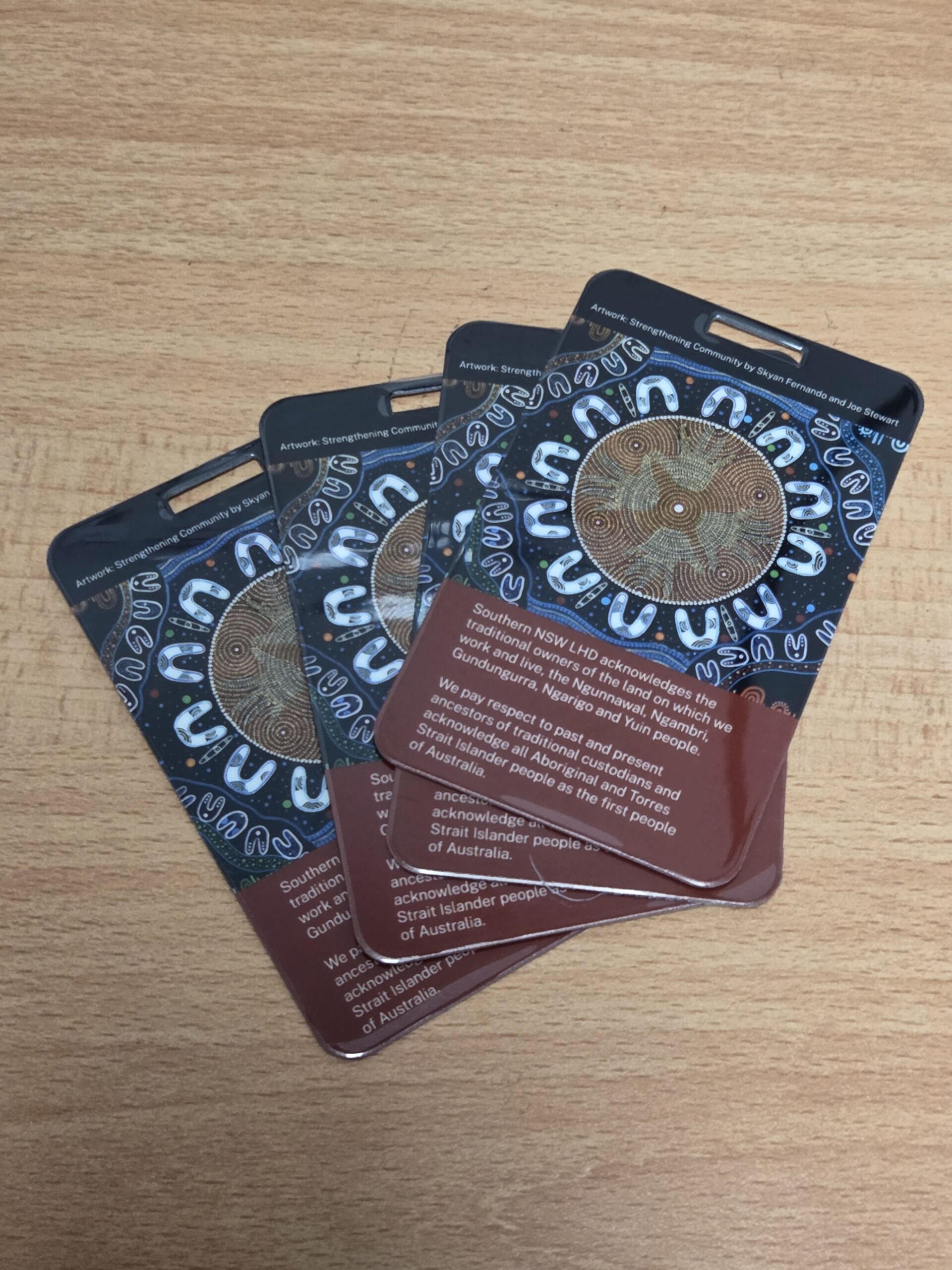 Three Aboriginal-themed ID cards with artwork, ideal for Promotional Picks or Mail-Out campaigns.