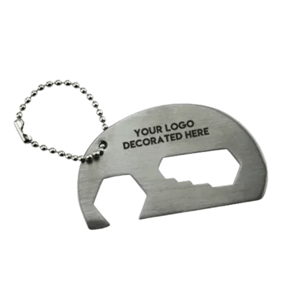 5 in 1 Multitool Keyring with bottle opener, engraved with Your Logo Decorated Here.