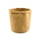 A plain, brown, crumpled paper bag with an open top on a white background.