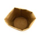 Top view of an empty brown paper bag on a white background.