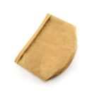 A crumpled brown paper bag on a white background.