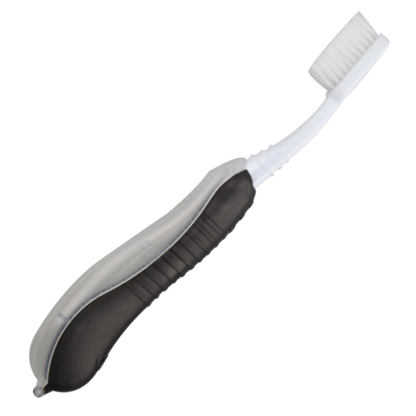 Promotional Viktor Travel Toothbrush with cover, ideal for travel or giveaways.