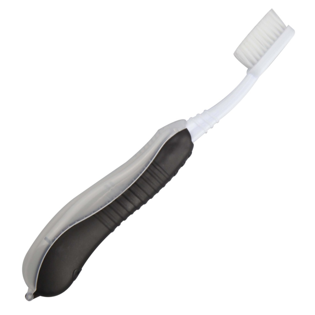 Promotional Viktor Travel Toothbrush with cover, ideal for travel or giveaways.