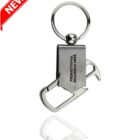 Metal keychain with carabiner and Promotional Branding Here engraved, labeled NEW.