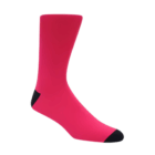 Authentic Promotional Swanky Socks in bright pink with black toe and heel on white background.