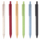 Six Event Branded Eco-Friendly Wheat Pens in white, red, yellow, green, blue, and black.