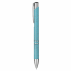 Madison Style Eco Pens Promotional in turquoise with silver accents and pocket clip on white.